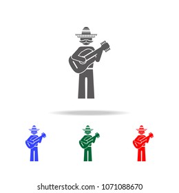 Mexican guitarist icon. Elements of culture of Mexico multi colored icons. Premium quality graphic design icon. Simple icon for websites, web design, mobile app, info graphics on white background