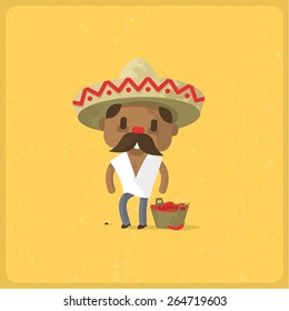 Mexican guy collecting pepper