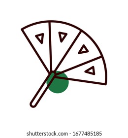 Mexican hand fan half line half color style icon design, Mexico culture tourism landmark latin and party theme Vector illustration