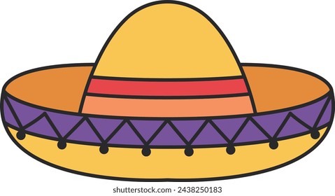 Mexican hat cartoon icon vector illustration