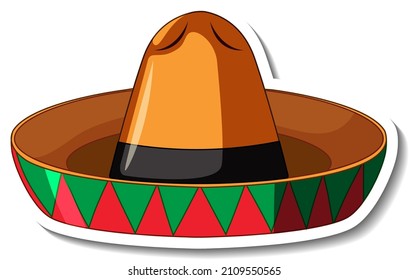 Mexican hat cartoon sticker illustration