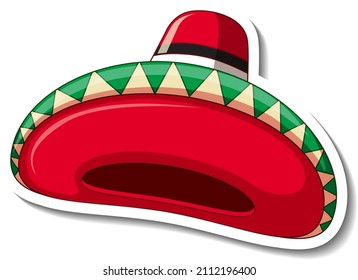 Mexican hat cartoon sticker illustration