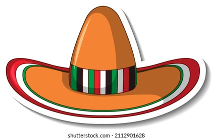 Mexican hat cartoon sticker illustration