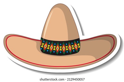 Mexican hat cartoon sticker illustration