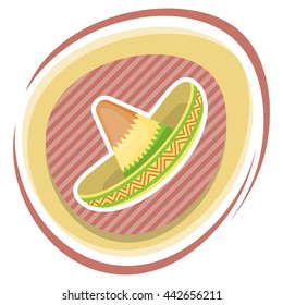 Mexican hat colorful flat icon. Vector illustration in cartoon style