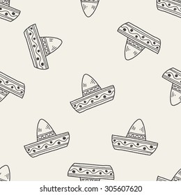 mexican hat doodle seamless pattern background