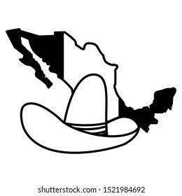 Mexican hat and flag design, Mexico culture tourism landmark latin and party theme Vector illustration