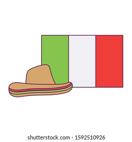Mexican hat and flag design, Mexico culture tourism landmark latin and party theme Vector illustration
