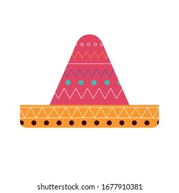 Diseño de icono de estilo plano de sombrero mexicano, cultura mexicana turismo hispano y tema de partido Ilustración vectorial