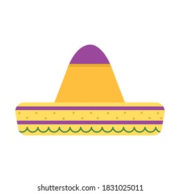 Mexican hat flat style icon design, Mexico culture theme Vector illustration