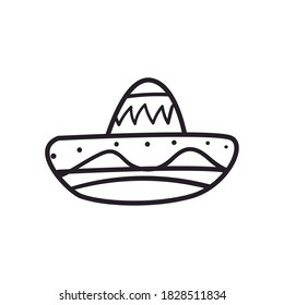 Mexikanischer Hut frei Form Linie Stil Symbol Design, Mexiko Kultur Thema Vektorgrafik