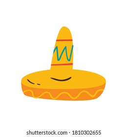 Mexican hat free form style icon design, Mexico culture tourism landmark latin and party theme Vector illustration