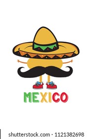 mexican hat funny character colorful cinco de mayo moustache