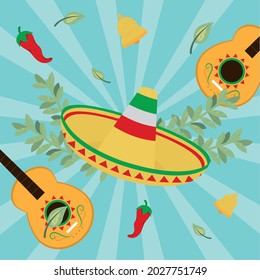 mexican hat and guitars pattern