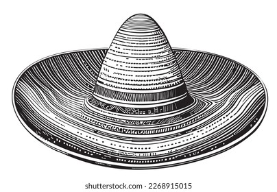 Mexican hat hand drawn sketch Vector illustration