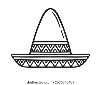 mexican hat icon doodle hand drawn. Outline line drawing clipart symbol. Vector illustration
