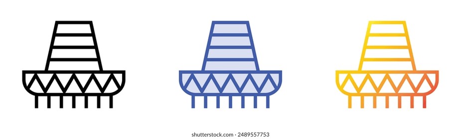 mexican hat icon. Linear, Blue Fill and Gradient Style Design Isolated On White Background