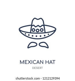 Mexican Hat icon. Mexican Hat linear symbol design from Desert collection. Simple outline element vector illustration on white background.