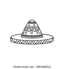 mexican hat icon over white background, line style, vector illustration