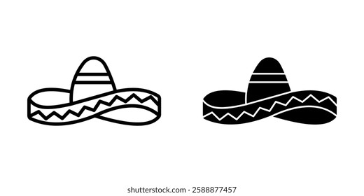 mexican hat Icon set. Symbol isolated white background. vector illustration. color editable.