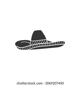 Mexican Hat Icon Silhouette Illustration. Traditional Culture Vector Graphic Pictogram Symbol Clip Art. Doodle Sketch Black Sign.