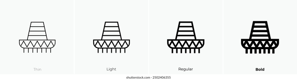 mexican hat icon. Thin, Light Regular And Bold style design isolated on white background