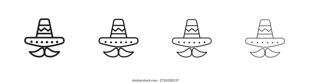 Ícones de chapéu mexicano para conceito móvel e cor de design web editável