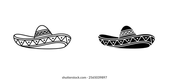 Mexican Hat icons in outline and fill. vector illustration for ui.