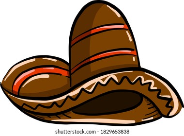 Mexican hat, illustration, vector on white background