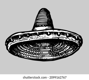 Mexican Hat Ink Doodle, Cut Out Illustration
