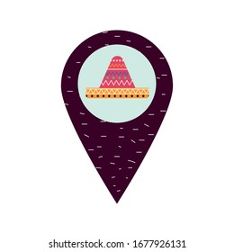 Mexican hat inside mark flat style icon design, Mexico culture tourism landmark latin and party theme Vector illustration