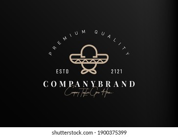 Mexican hat logo design. Vector illustration of simple mexican hat monoline design. Vintage logo design vector line icon template