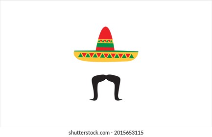 Mexican hat with moustache or mustache icons logo design vector illustration symbol