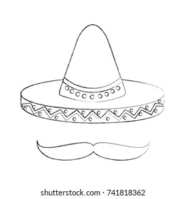 mexican hat and mustache culture symbol