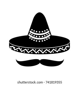 mexican hat and mustache culture symbol