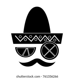 mexican hat and mustache with slice lemon culture symbol