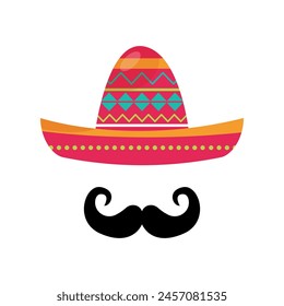 Mexican hat with mustache. Vector Graphics