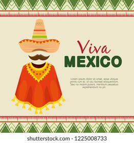 mexican hat with poncho and mustache to event