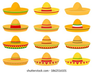 Mexican hat set vector design illustration isolated on white background