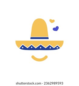 Mexican hat with smile and love logo vector illustration