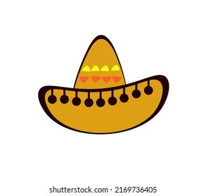 Mexican Hat Sombrero Doodle Sketch Vector Illustration.
