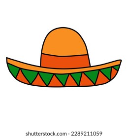 Mexican hat sombrero doodle style vector illustration