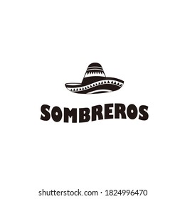 Mexican hat sombrero flat vector icon logo design illustration