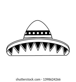 Mexican hat sombrero isolated in black and white