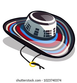 Mexican hat or sombrero isolated on white background. Vector cartoon close-up illustration.