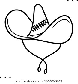 Mexican hat sombrero line art icon.  Black  aesthetic contour.