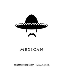 Mexican Hat Sombrero And Mustache. Vector Illustration.