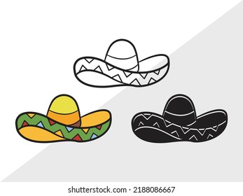 Mexican Hat SVG Printable Vector Illustration