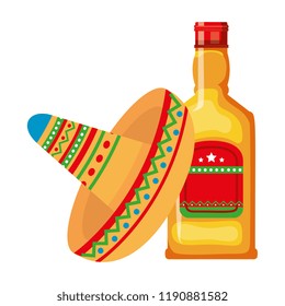mexican hat and tequila bottle