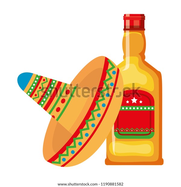 Mexican Hat Tequila Bottle Stock Vector (Royalty Free) 1190881582 ...